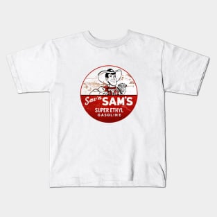 Sav'n Sam's Super Ethyl Gasoline distressed vintage sign reproduction Kids T-Shirt